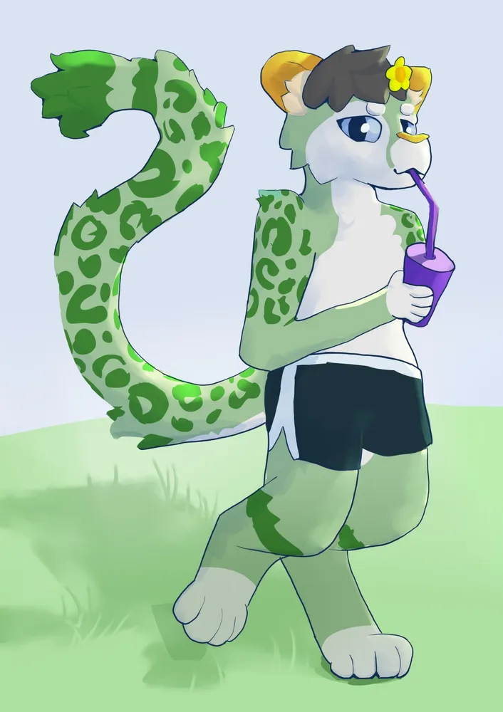 my fursona drinking purple juice